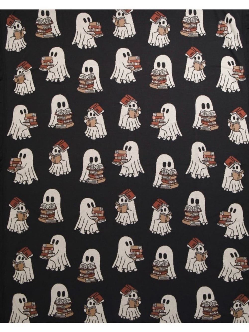 NWT Viral Halloween Ghost & Books Reversible Throw Blanket 
Size 50x70 - Picture 2 of 5